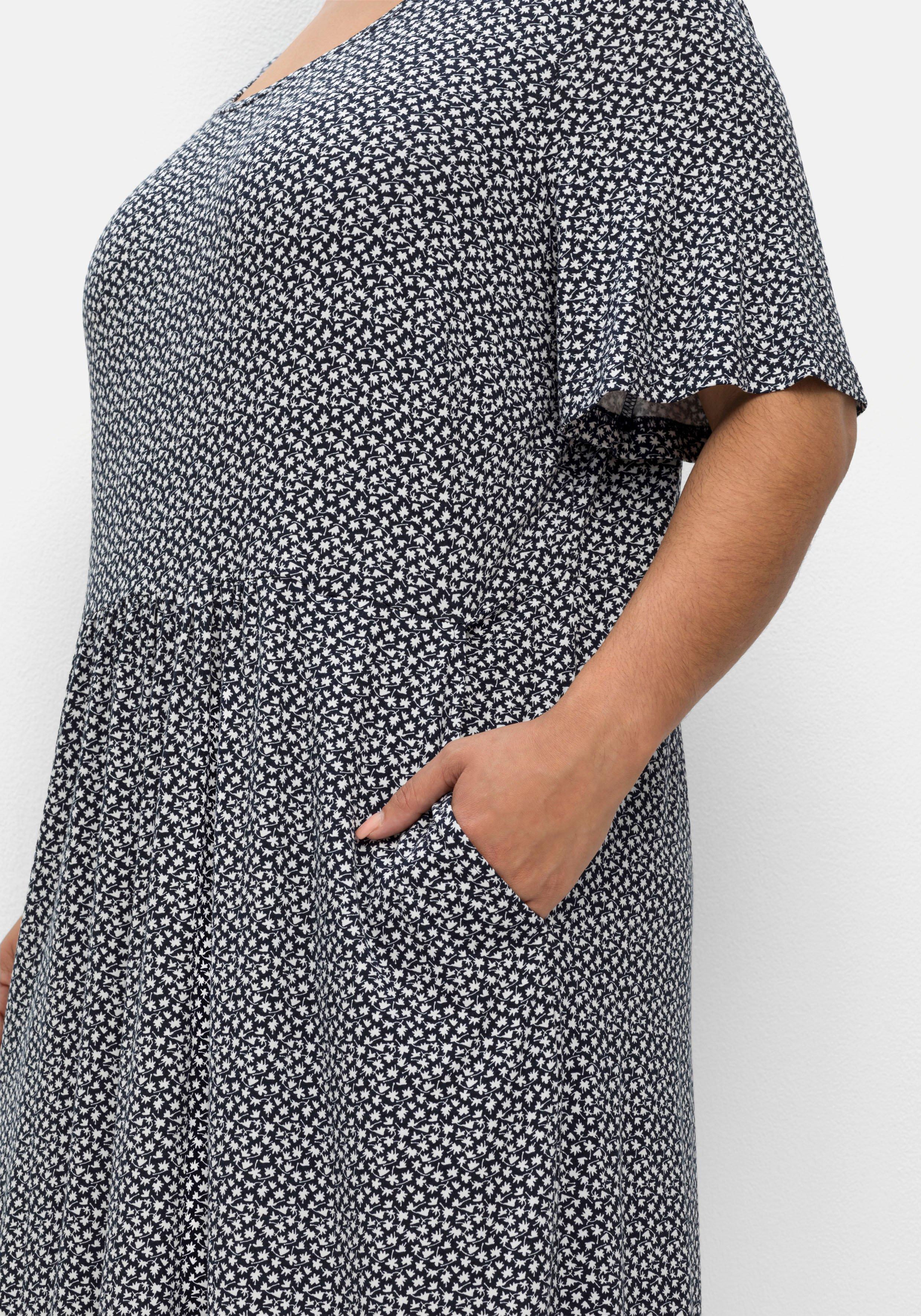 Jerseykleid mit Minimalprint und Saum-Tunnelzug