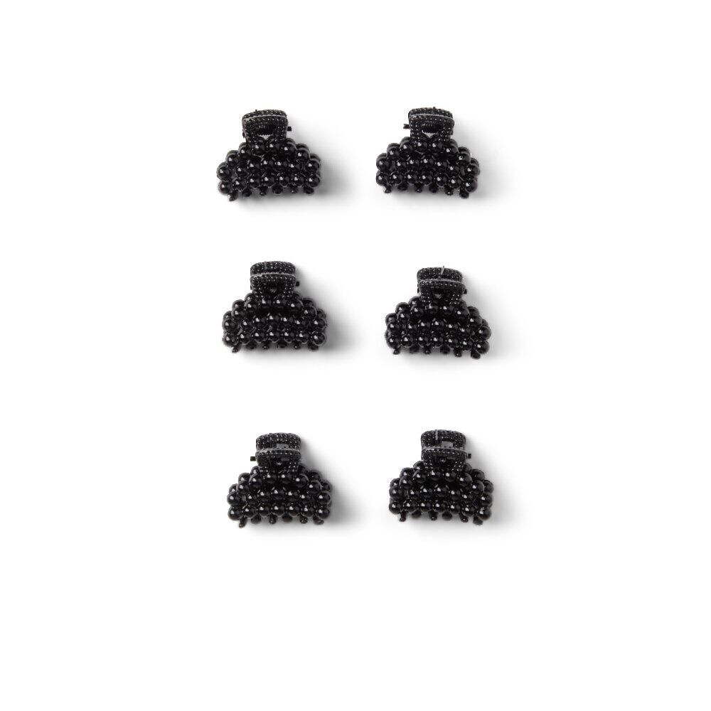 Lot de 10 mini pinces cheveux papillon noir brillant L2cm