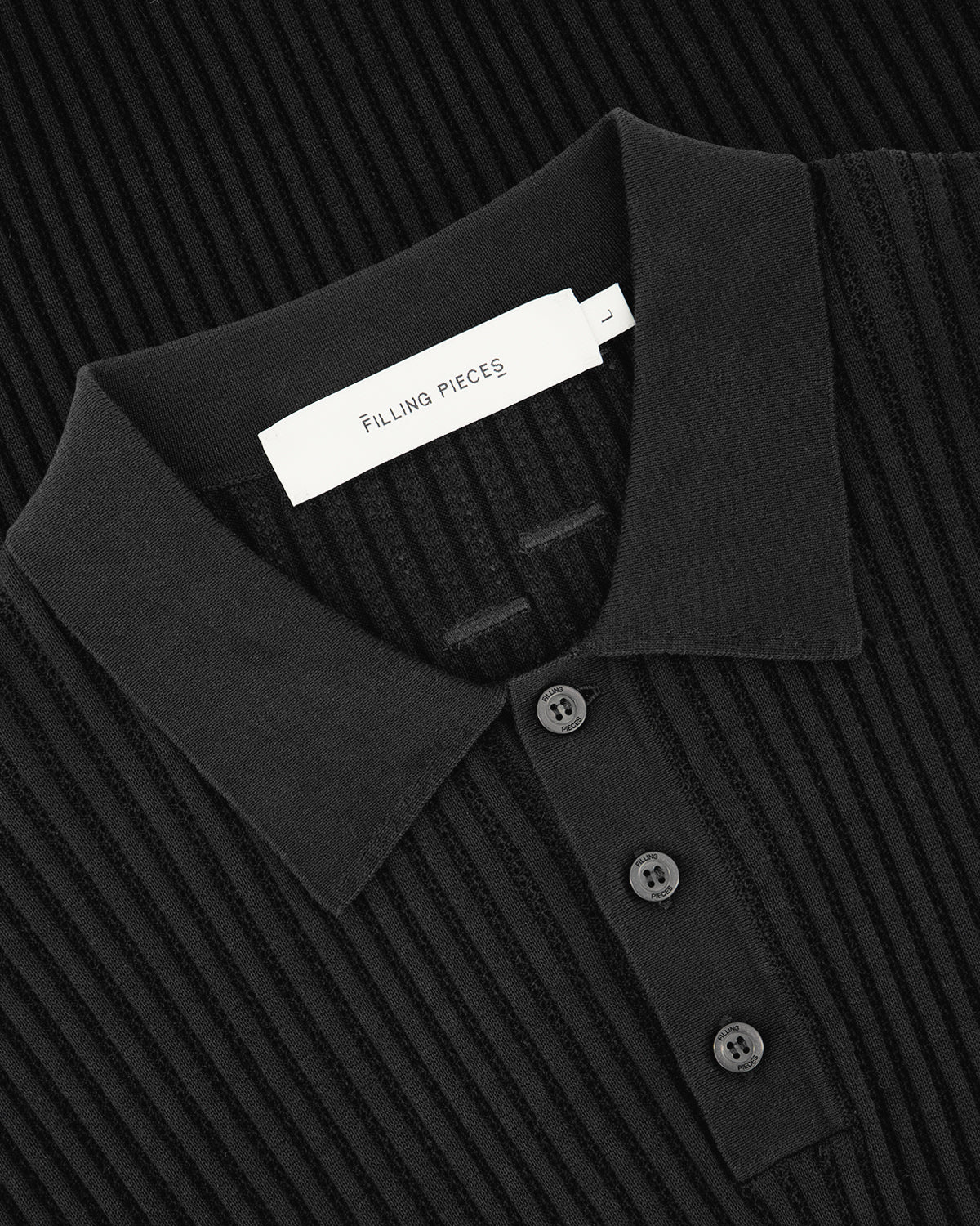 Fine Knit Polo All Black