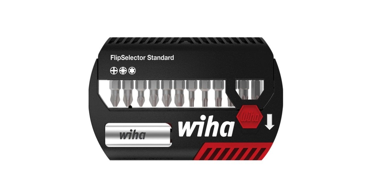 WihaBitset FlipSelector Standard 25 mm  (Zwart/rood, Phillips, Pozidriv, TORX® 13-delig 1/4