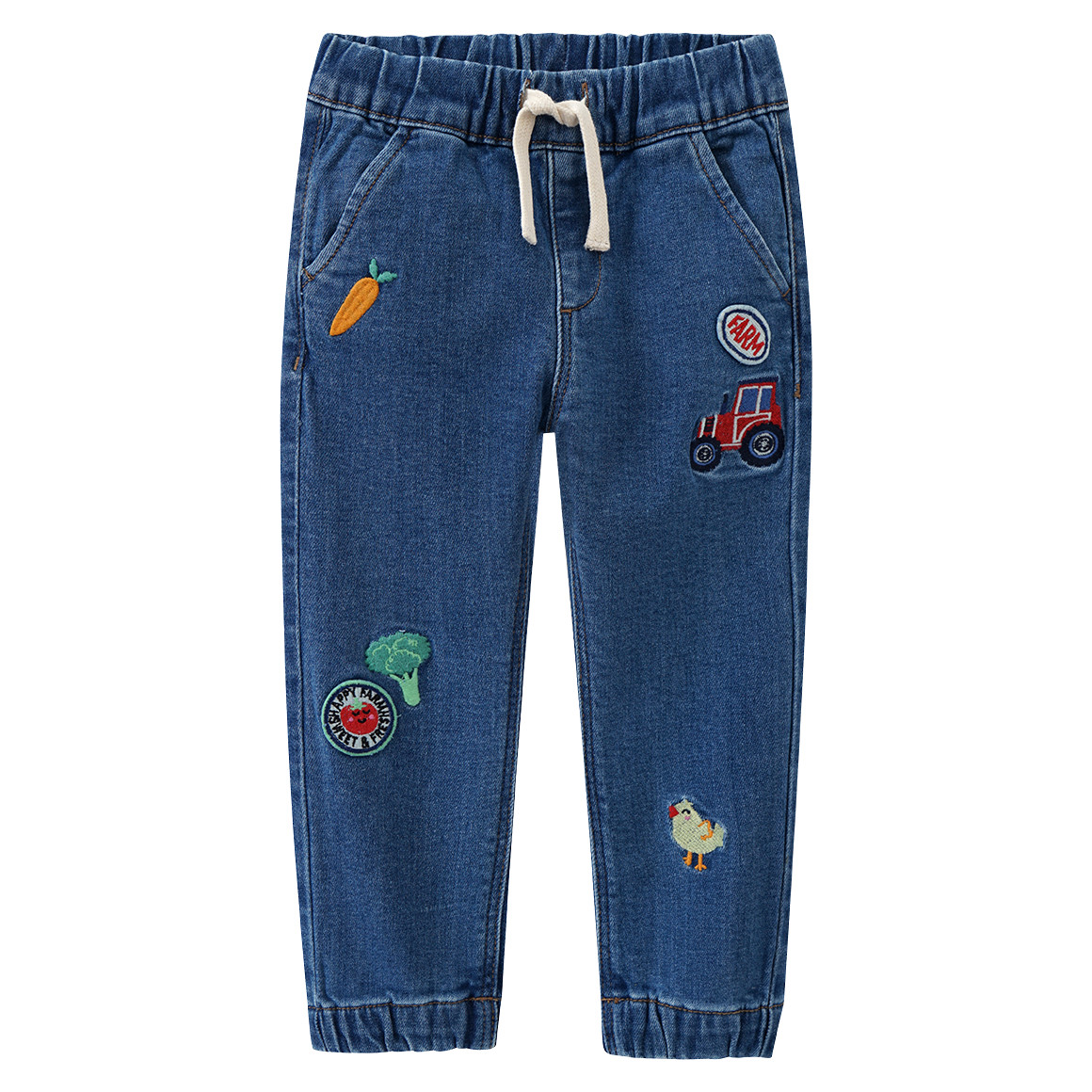 Topomini Baby Pull-on-Jeans mit Stickereien blau