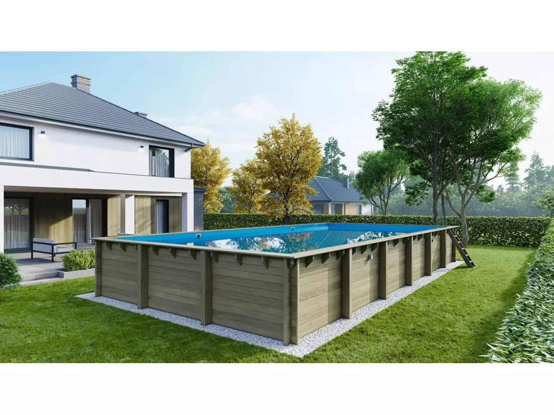 Piscine en bois 12,20x6,20 - H.1,44 m - avec filtration - BAS762OSPI - ALTANKA