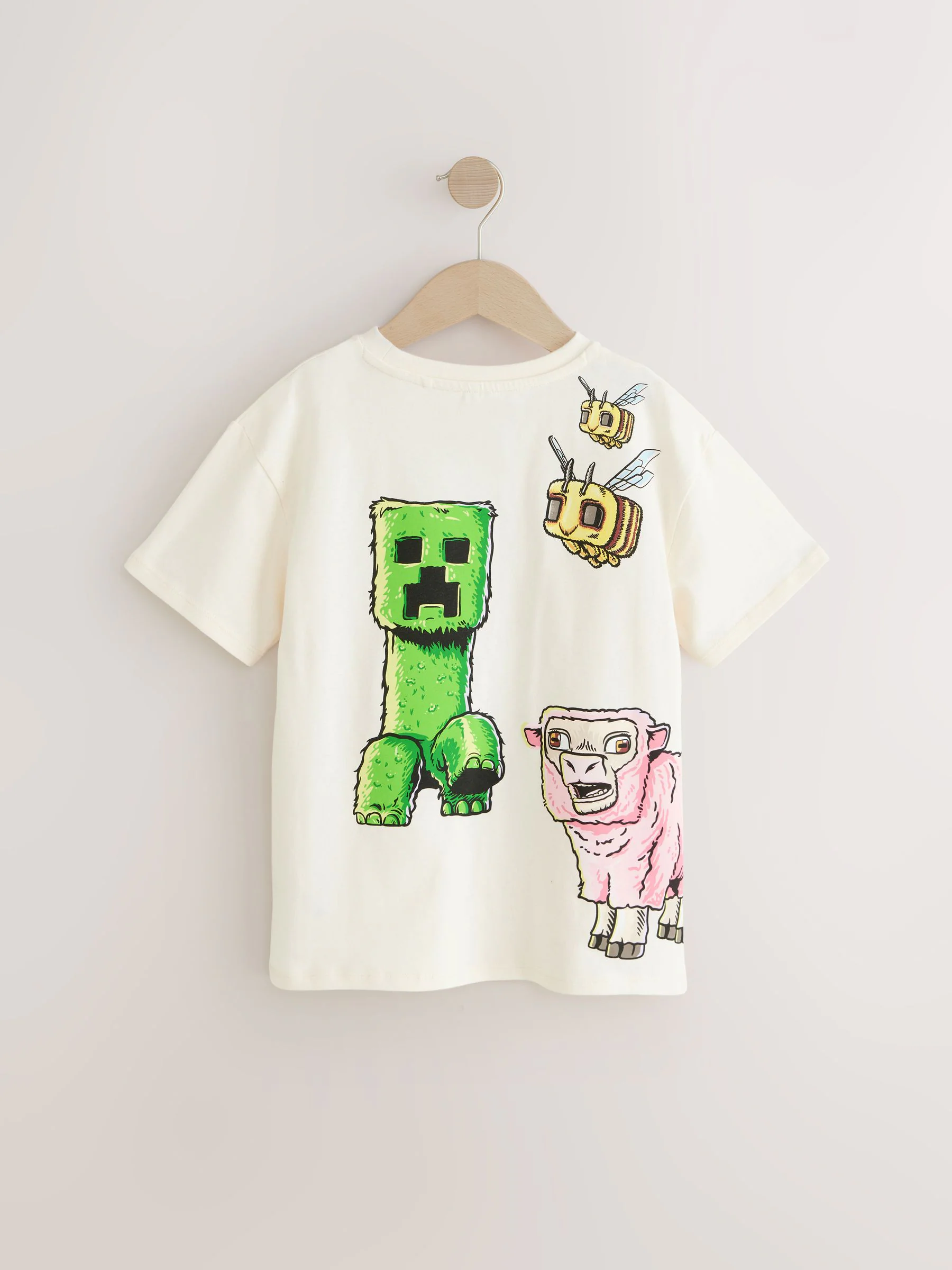 Crème - Oversized T-shirt met grafische print (3-16jr)