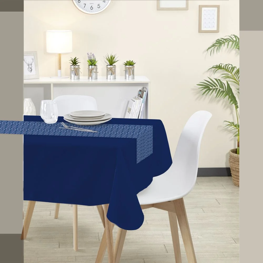 Nappe rectangulaire avec chemin de table imprimé bleu 6/8 personnes