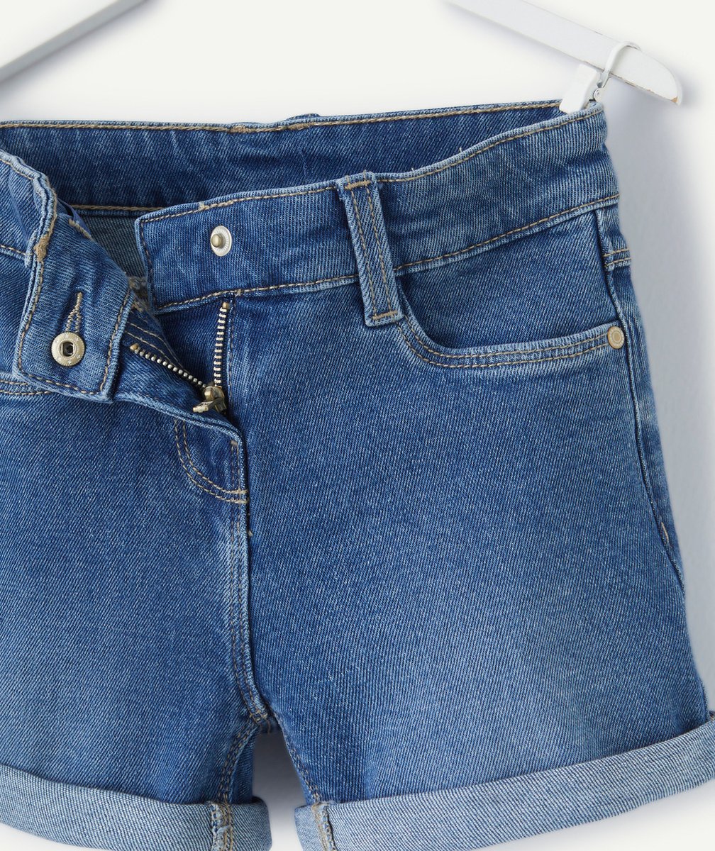 short fille en denim bleu low impact