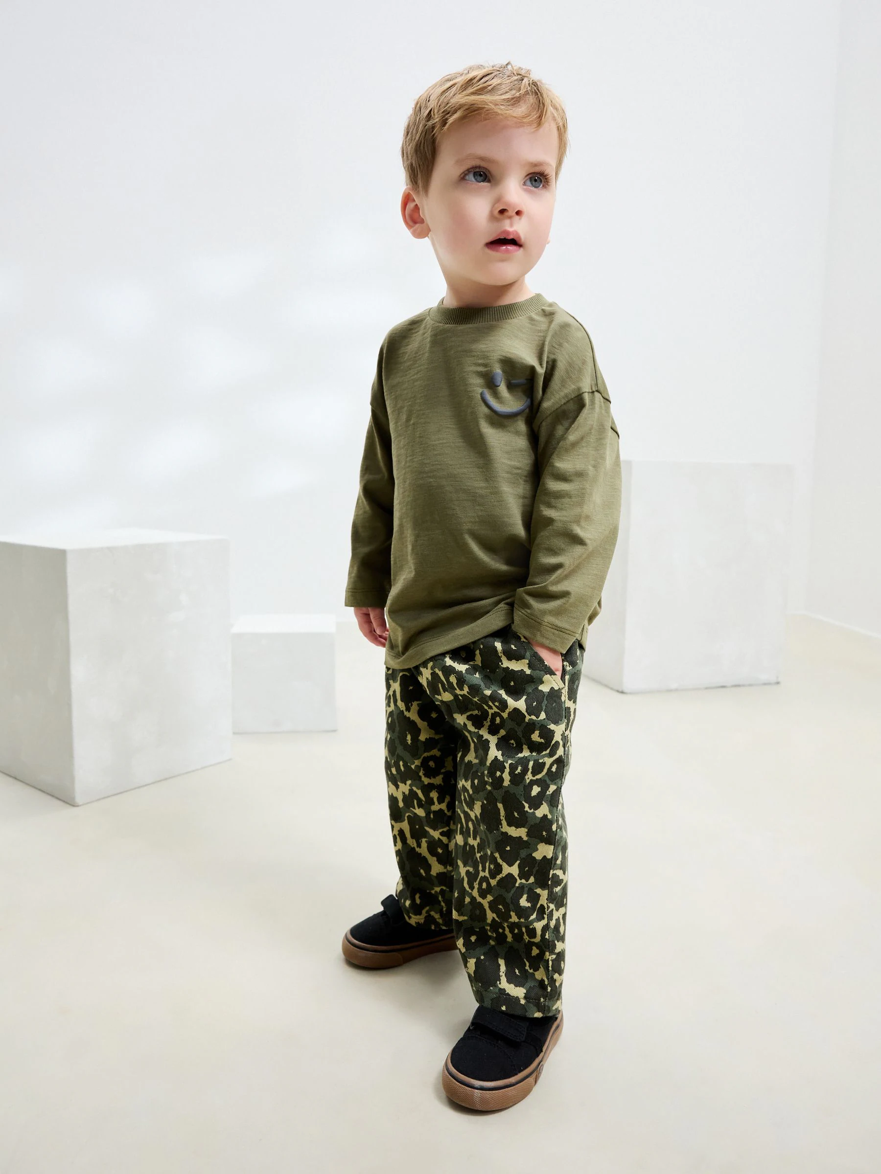 Groen luipaardprint - Wijde broek met elastische taille (3mnd-7jr)