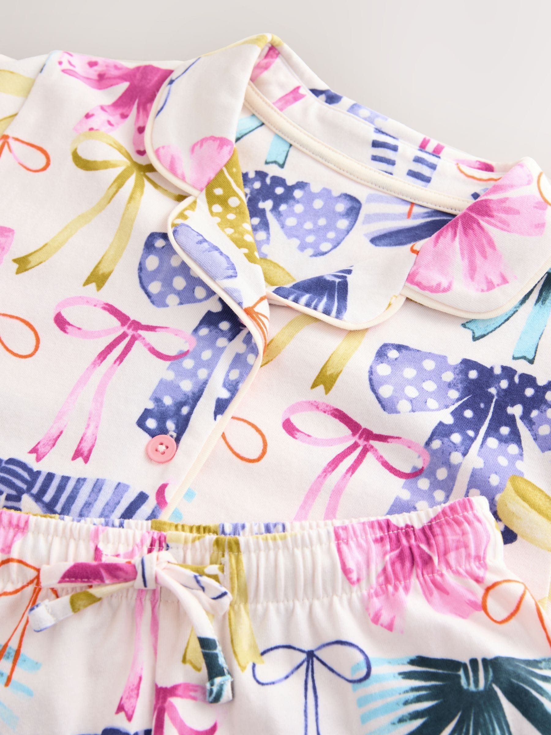 Roze/Groene strikprint - Pyjama met knoopsluiting (3-16jr)