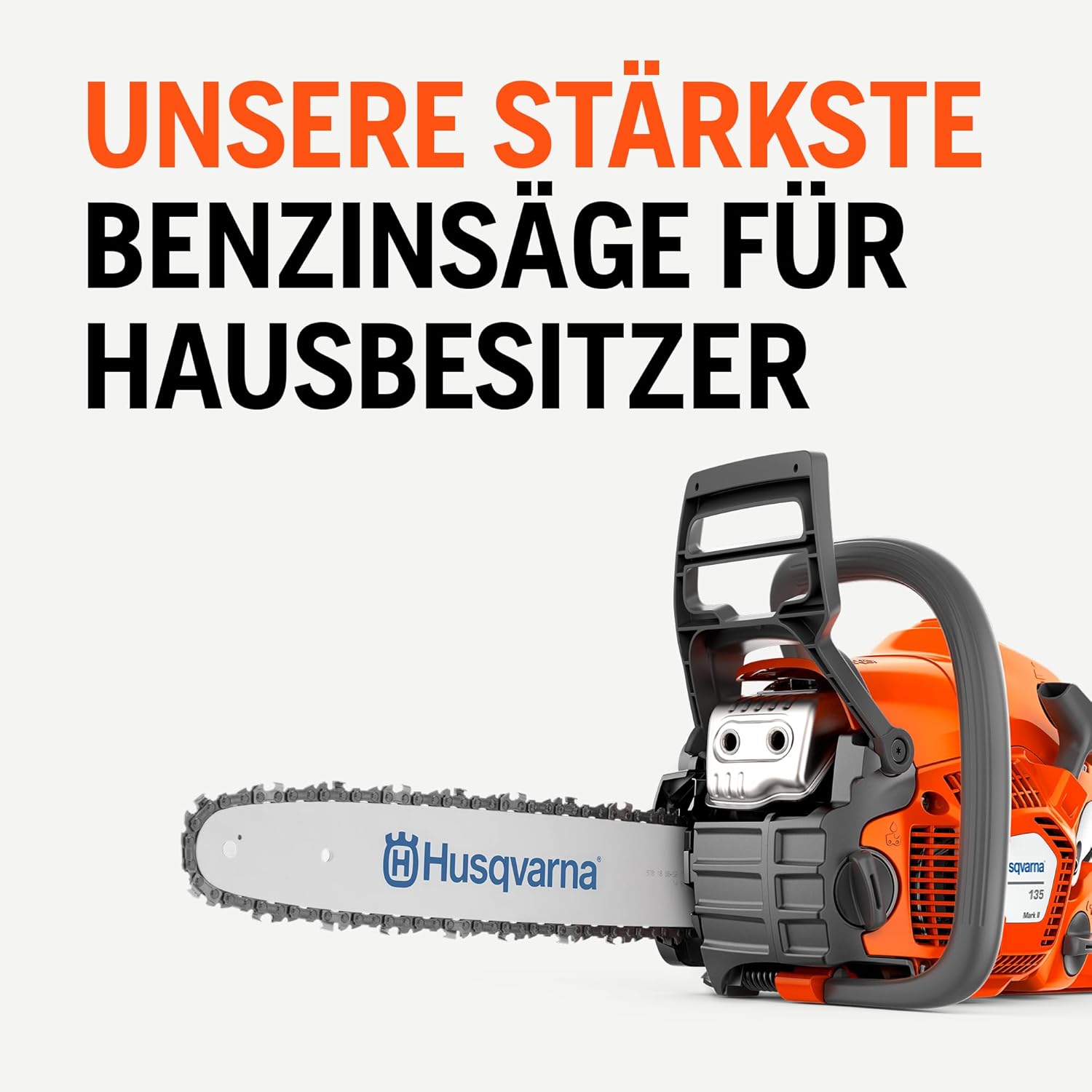 Husqvarna 135 Mark II Benzin-Kettensäge - 38 cc X-Torq® Motor, 14″-Schwert, LowVib®, Smart Start®, Air Injection™, ideal für Brennholz, Baumschnitt und Gartenpflege