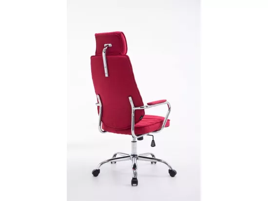 Chaise de bureau - Tissu & Métal chromé - Rouge - Rako