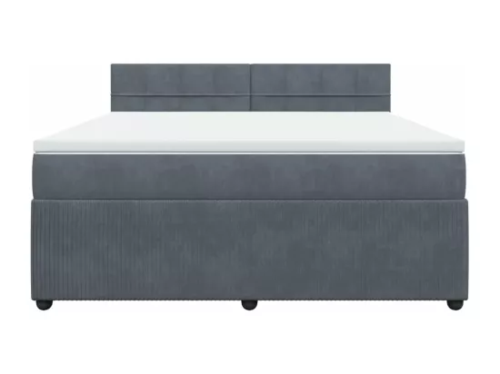 Sommier à lattes de lit et matelas Gris foncé 180x200cm Velours