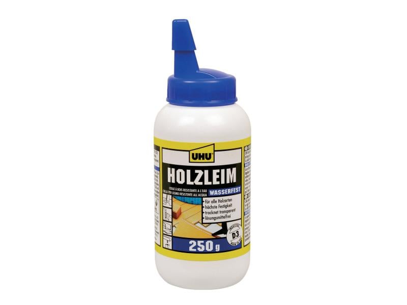 UHU Kleber Holzleim Wasserfest 250 g, Transparent Kleber, 250 g