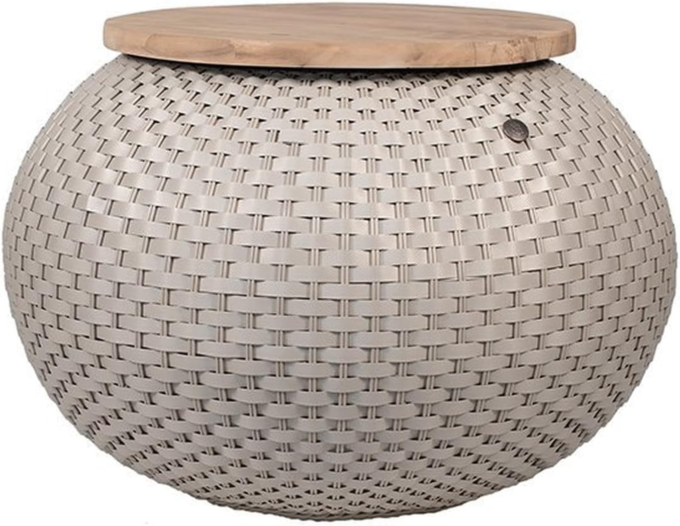 Handed By - Halo - Beistelltisch mit Aufbewahrungsfunktion/Hocker - Kunststoff/Akazienholz - Creme/Braun - (HxBxT) 31 x 34 x 17cm