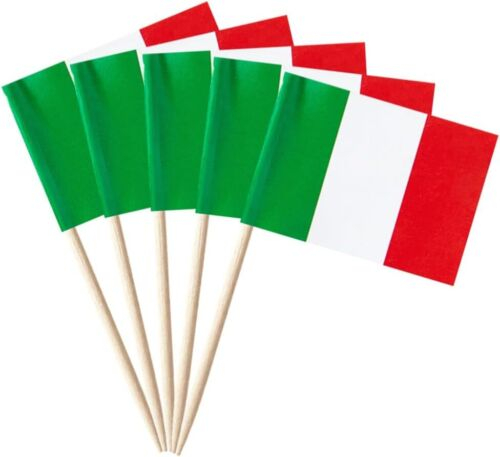 (100er Set) Cocktail Fähnchen Fingerfood Sticks Party Spiesse Deko Flaggen Zahnstocher - Italien