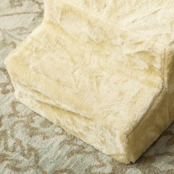 Hundetrapper 3-trinns 35 cm dyretrapper med plysj-utseende kattetrapper for sengesofa Katter opptil 4,5 kg Beige