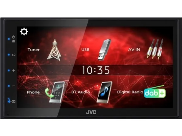 JVC KW-M27DBT, Sort, 2 DIN, 180 W, 64 W, 20 - 20000 Hz, 40 ohm (O)