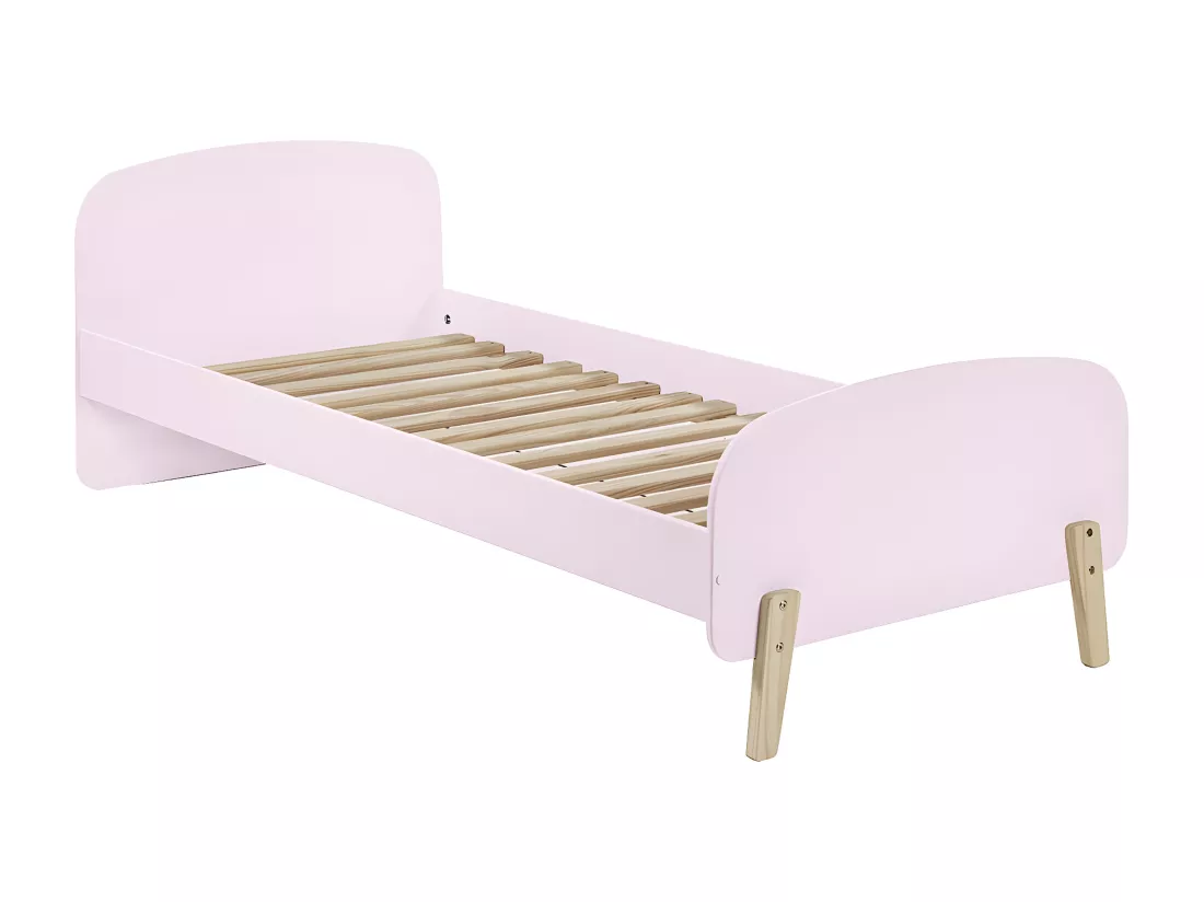 BODHI PINK - Lit 90x200cm avec Barrière + Chevet + Coffre