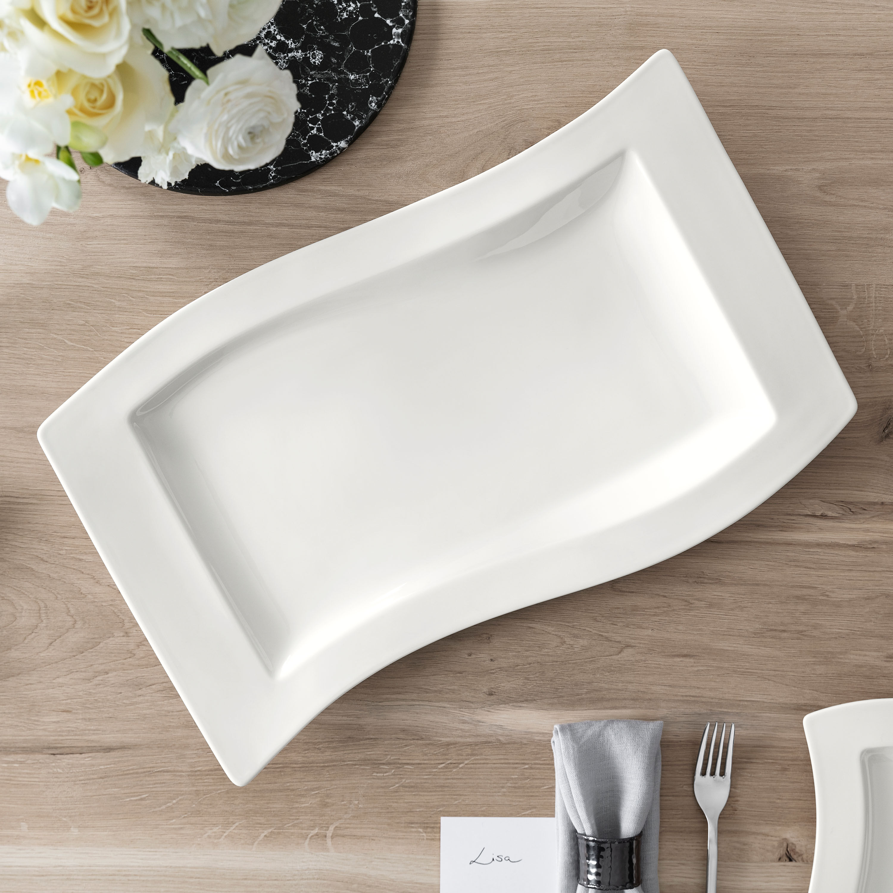 NewWave Serving tray White, 19.3'' x 11.9'', Premium Porcelain