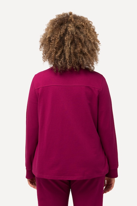 Sweatjacke, Stehkragen, Kängurutasche, hinten länger