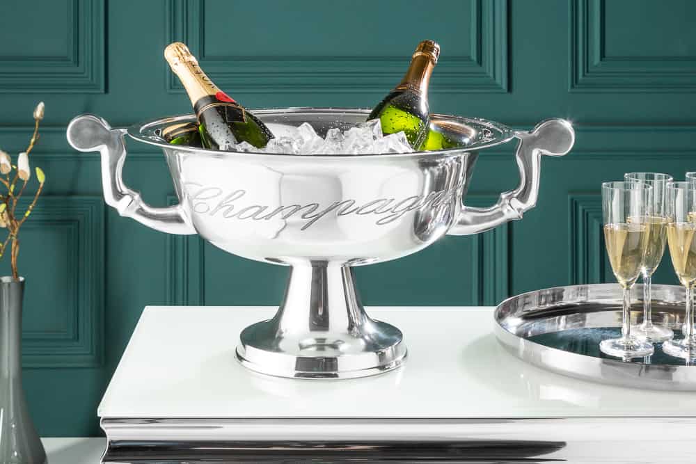 Eleganter Design Sektkühler CHAMPAGNE 40cm silber poliert Flaschenkühler