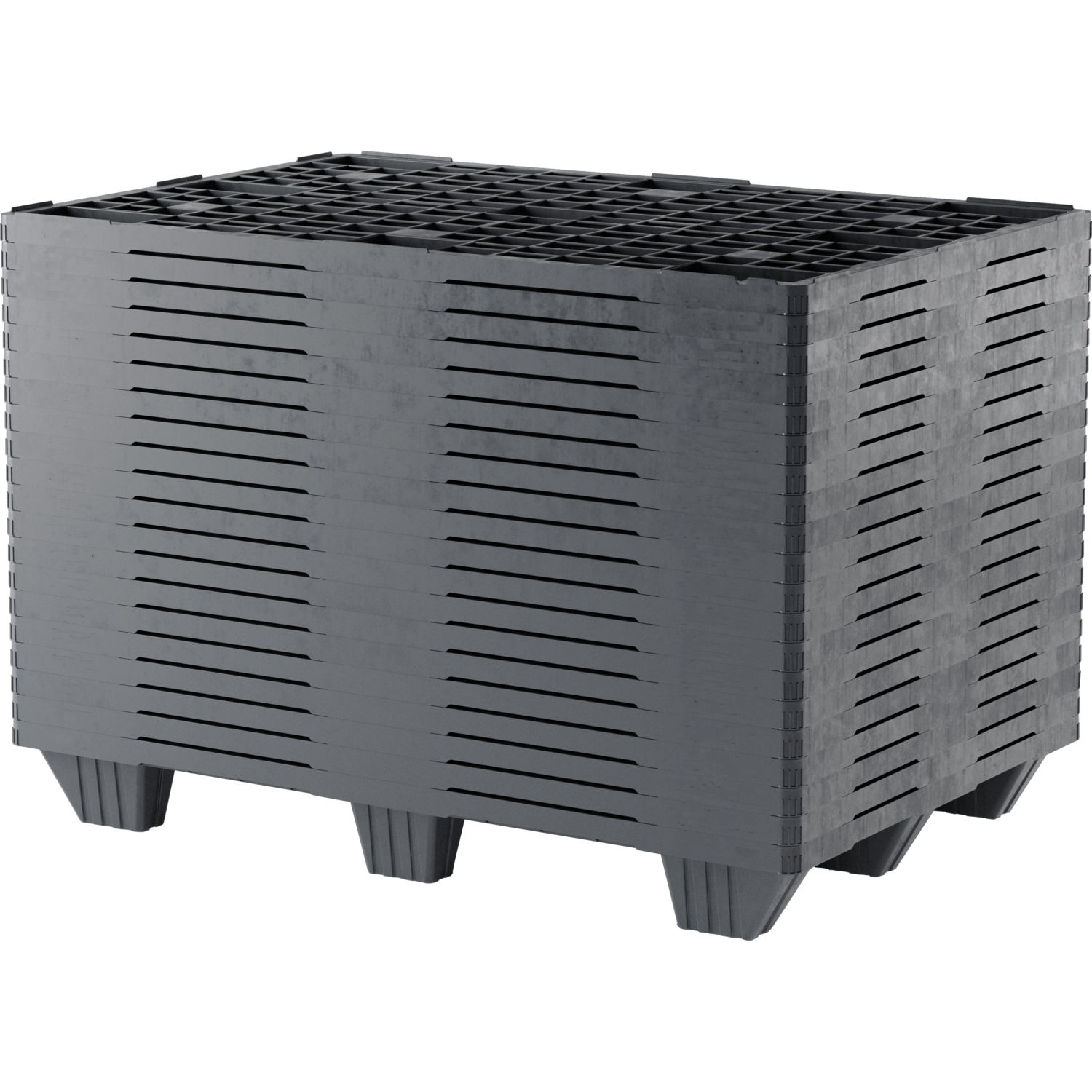 Kunststof pallet, Exportpallet circular, gerecycled HDPE, 120x100x14cm, zwart