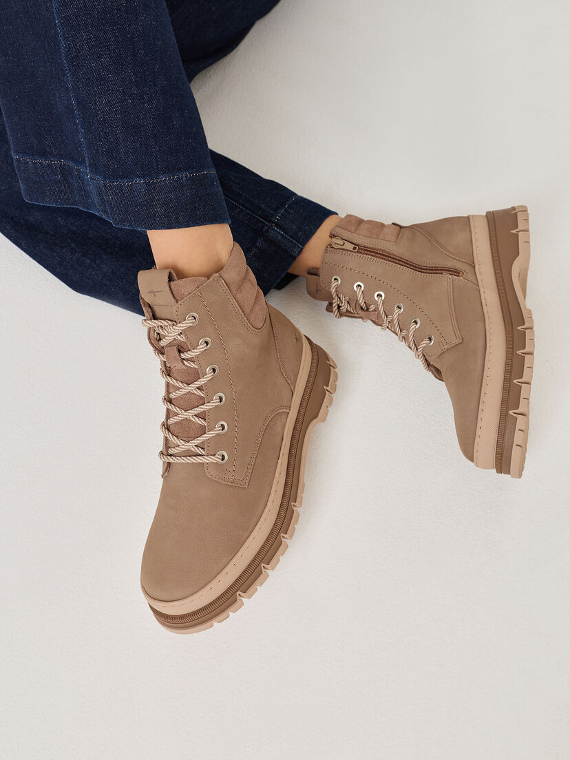 Leren Enkellaarsje - beige