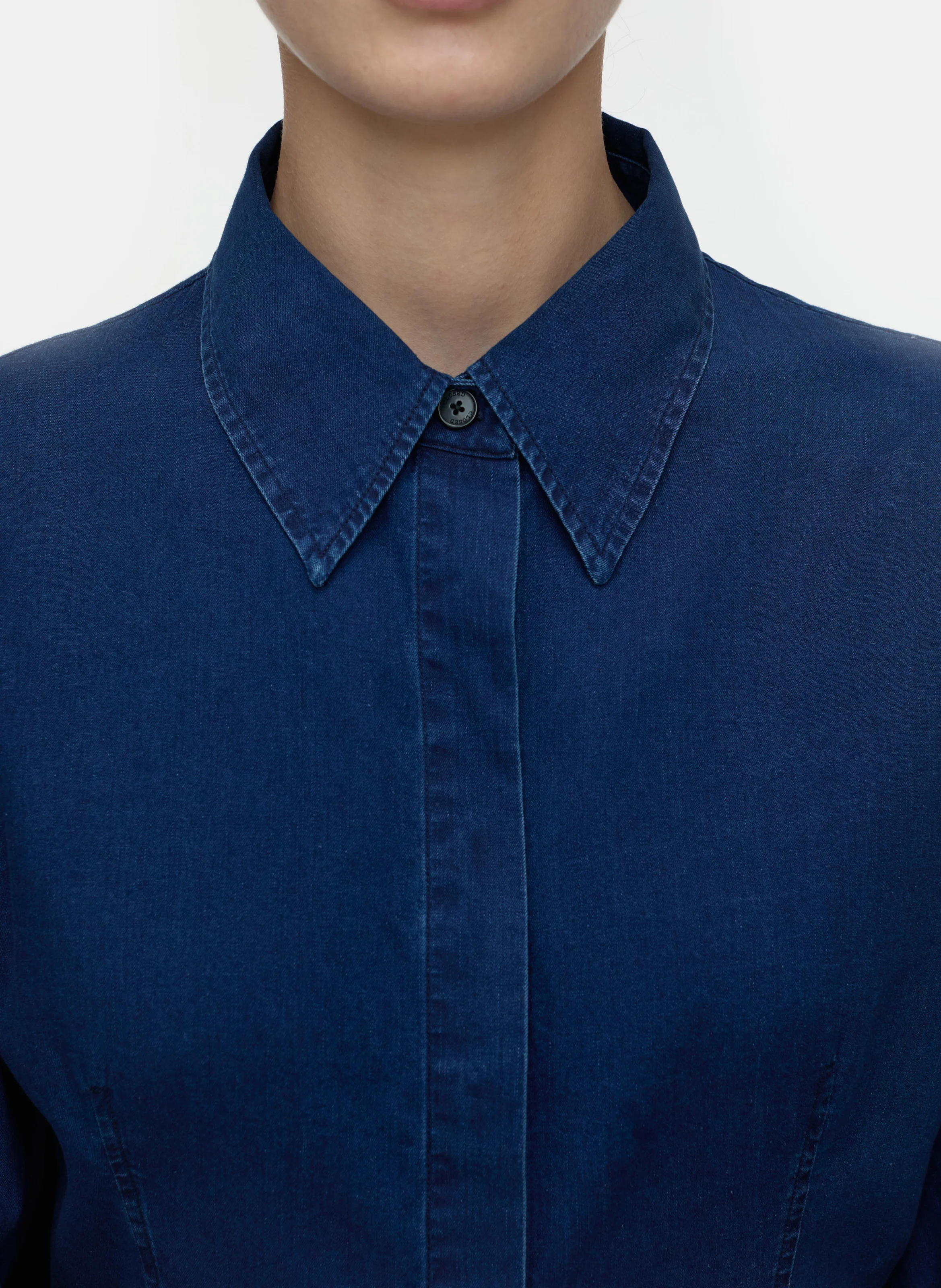 Chemise col classique en coton | Bleu