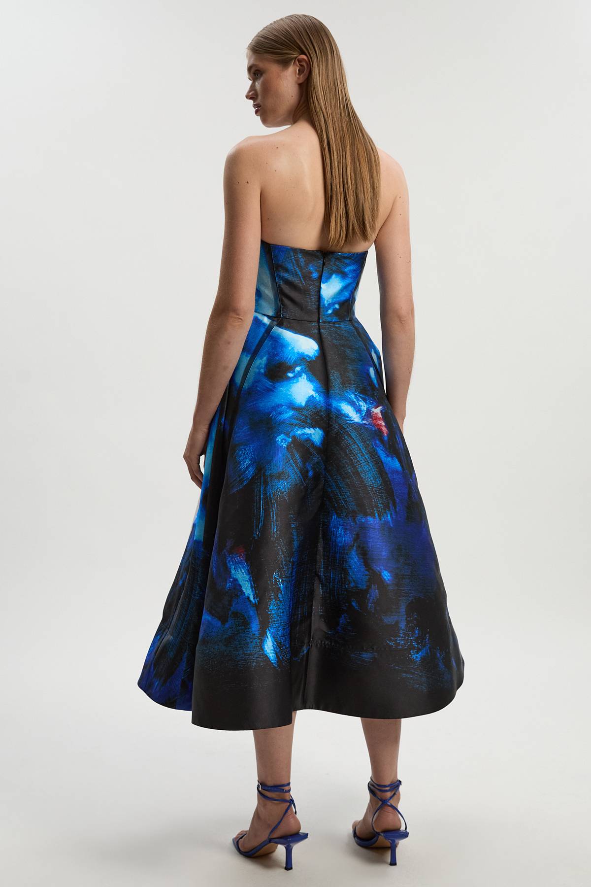 KarenMillen Lily Macrae - Robe de Bal Bustier en Sergé Imprimé
