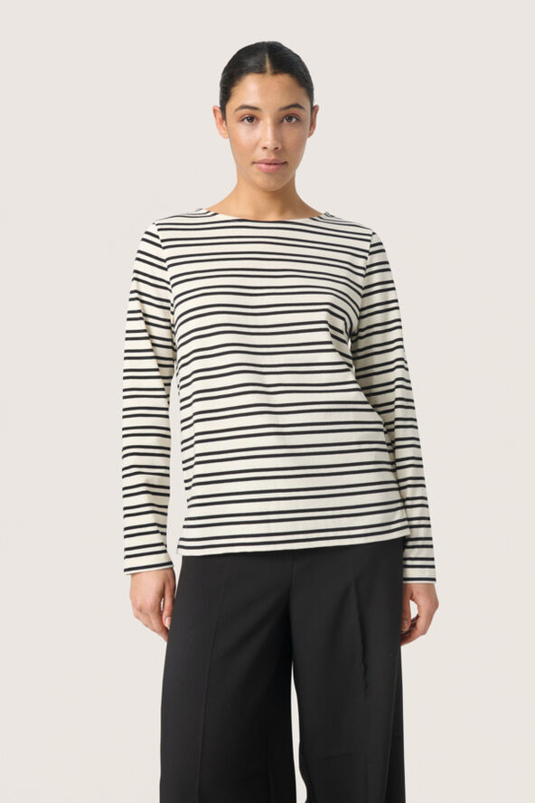 Soaked in Luxury SLNeo Boxy Tee Black stripe