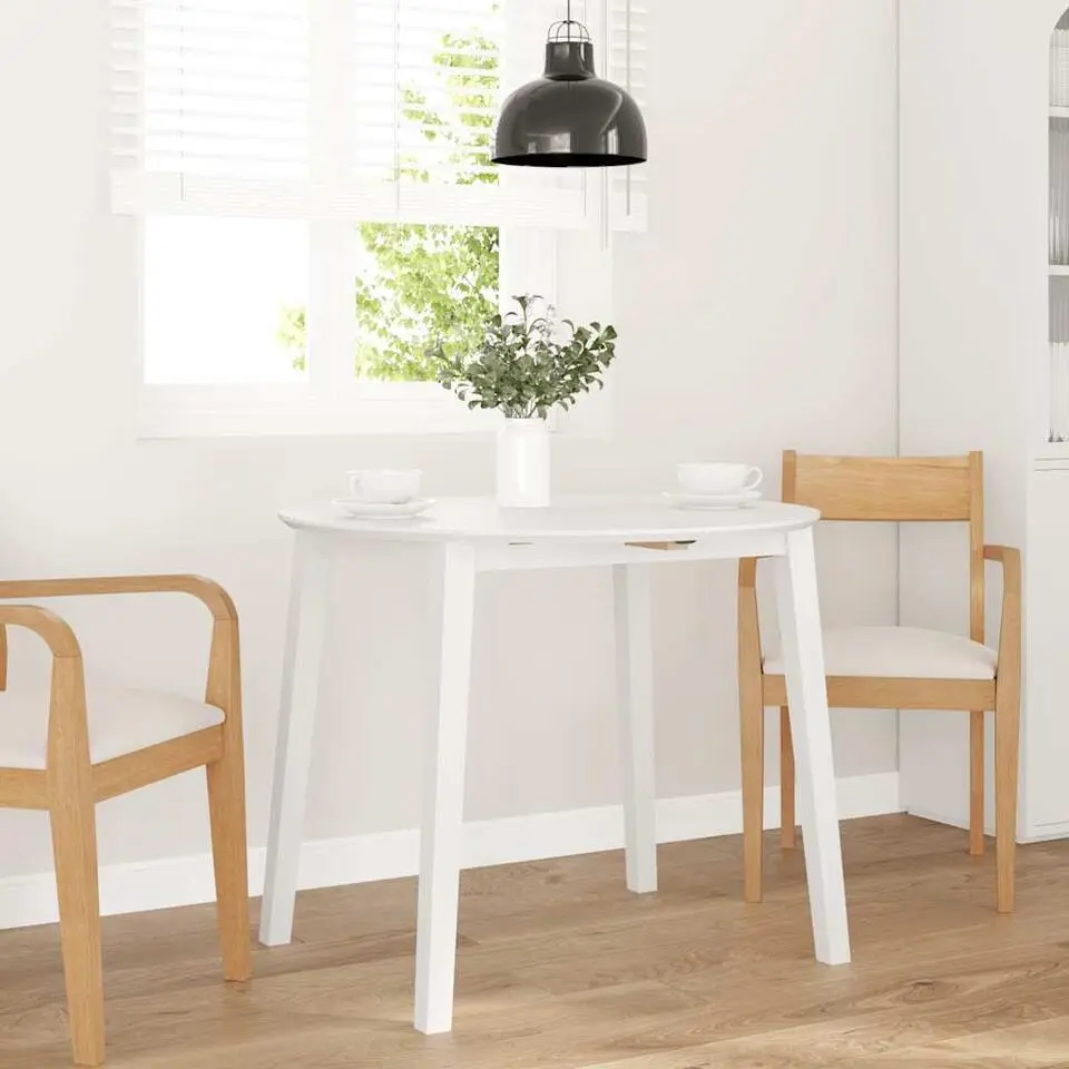 vidaXL Eettafel - Inklapbare tafel - Wit - Massief rubberhout - 90x90x55 cm