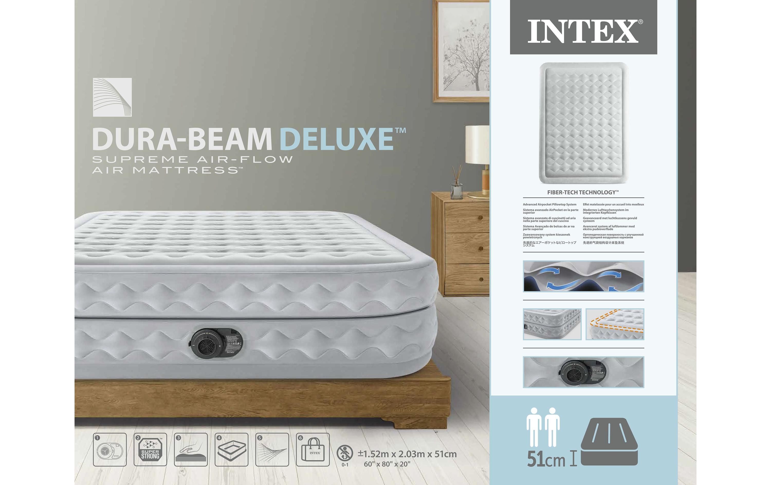 Luftbett Dura Beam Deluxe Supreme Queen 152 x 203 x 51 cmLuftbett mit integrierter Pumpe