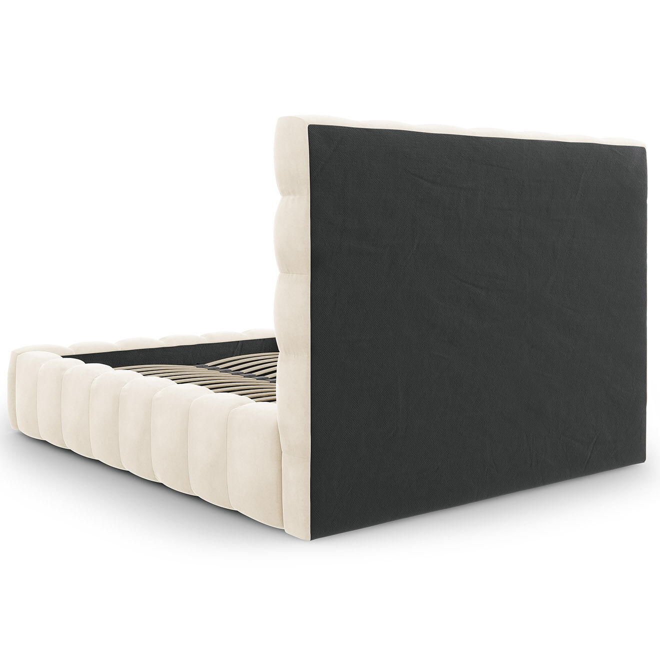 Cosmopolitan Design Lit avec coffre de rangement Bali Velours beige clair - 160x200 cm