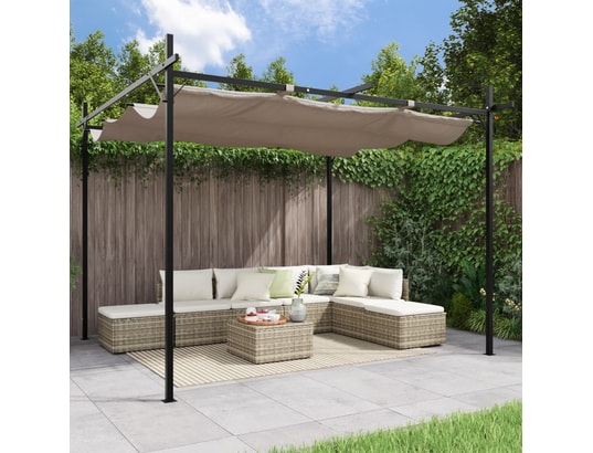 VIDAXL - Pergola avec toit rétractable taupe 295x292x230 cm