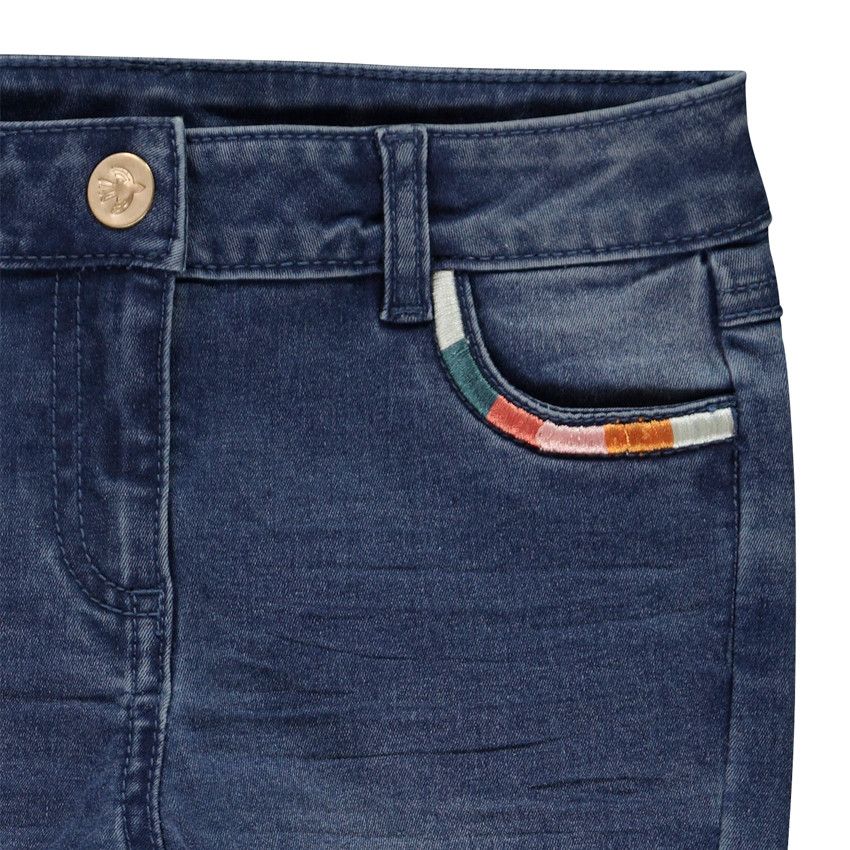 Jean slim à poches brodées pour fille - Bleu