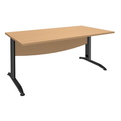 Bureau droit IDRA - L180 cm - Pieds anthracite - Plateau imitation Hêtre