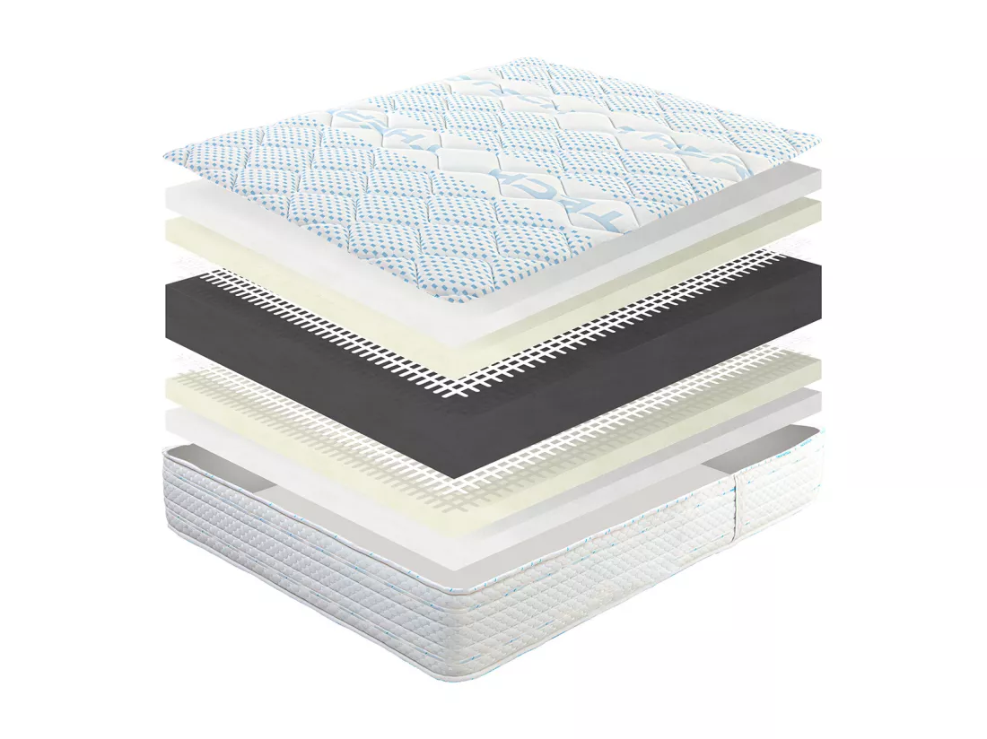 Matelas NILA King Size, réversible en mousse mémoire de forme, ferme, indépendance du couchage, avec face été/hiver - 180 x 200 x 24cm