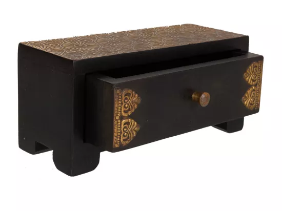 Coffret à bijoux en bois et métal marron 20x8x8,5h