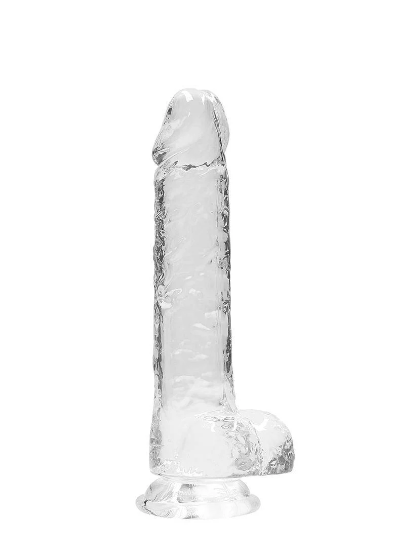 RealRock realistische dildo met scrotum - 21 cm - transparant