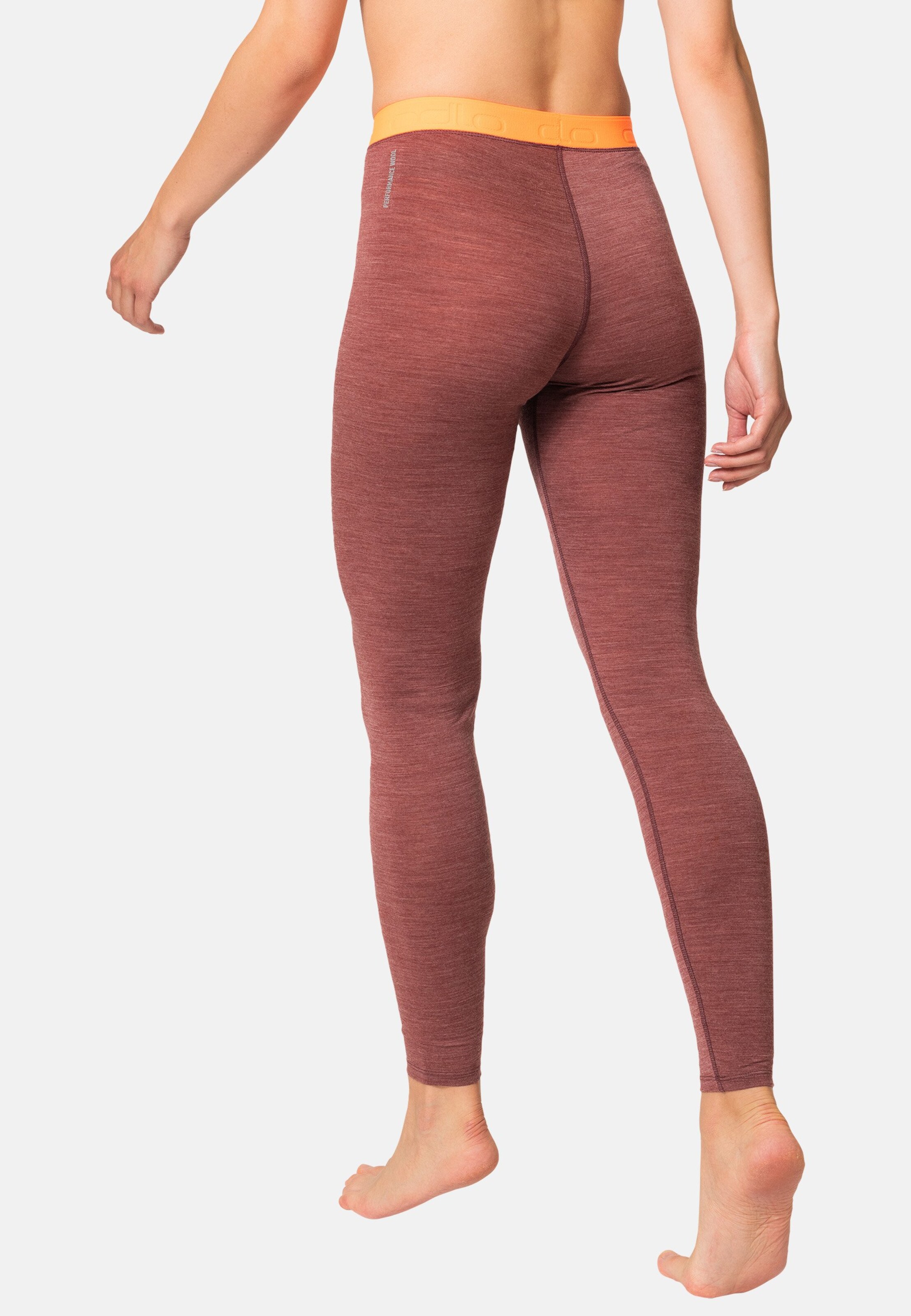 Natural Performance Wool 130 Base Layer Tights in spiced apple melange  - live wire