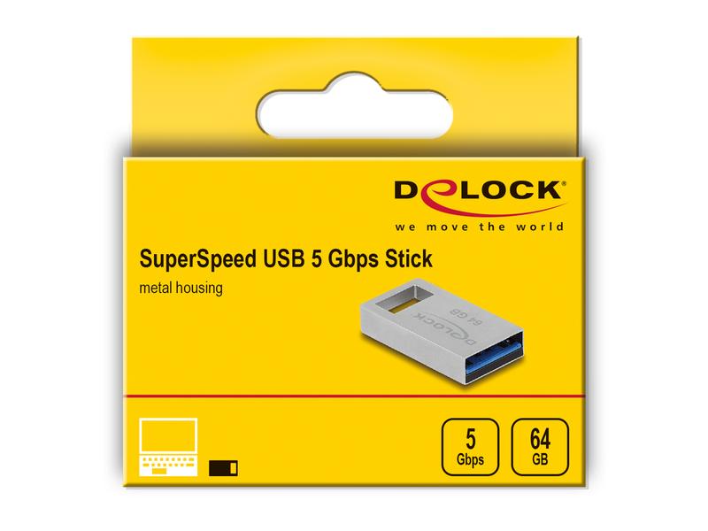 Delock USB-Stick 3.2 Gen 1 64 GB Delock USB 3.2 Gen 1 Speicherstick 64 GB – Metallgehäuse