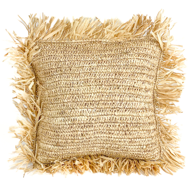 Kussen Persegi gevlochten zeegras met raffia Kussenhoes (exclusief binnenkussen) 50x50cm Persegi gevlochten zeegras met raffia