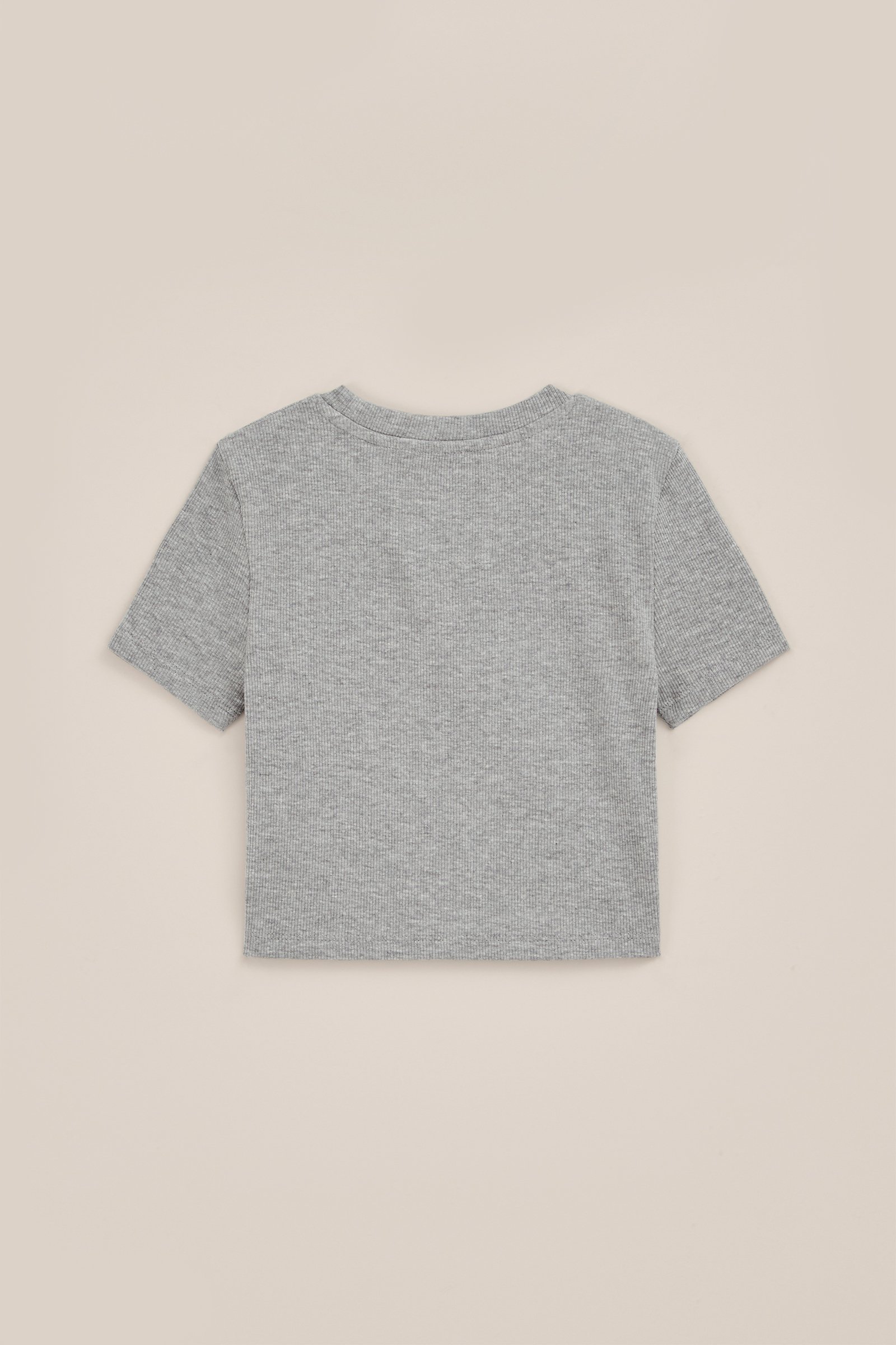 Meisjes cropped T-shirt van ribstof WE Fashion Lichtgrijs