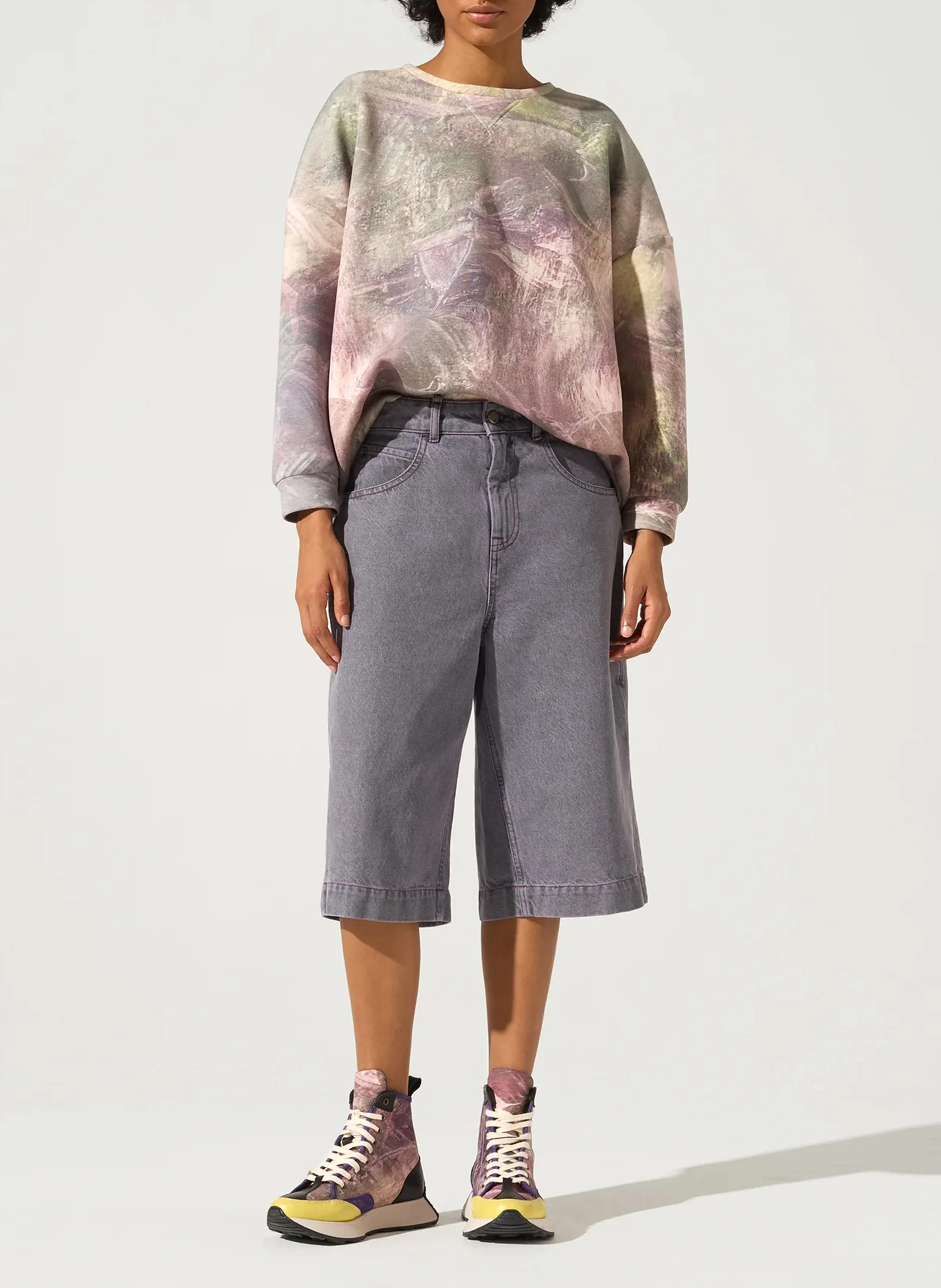 Sweat col rond oversize à imprimé | Rose
