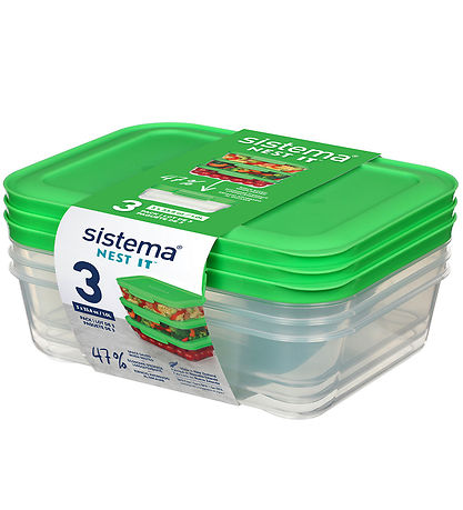 Sistema Opbevaringsbokse - 3-pak - Nest It - 1 l -  Grøn
