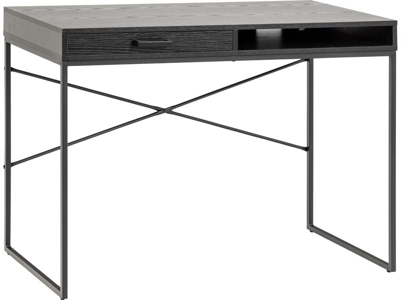 AC Design Tisch Seaford, Schwarz matt / Schwarz matt Bürotisch im modernen Industriestil