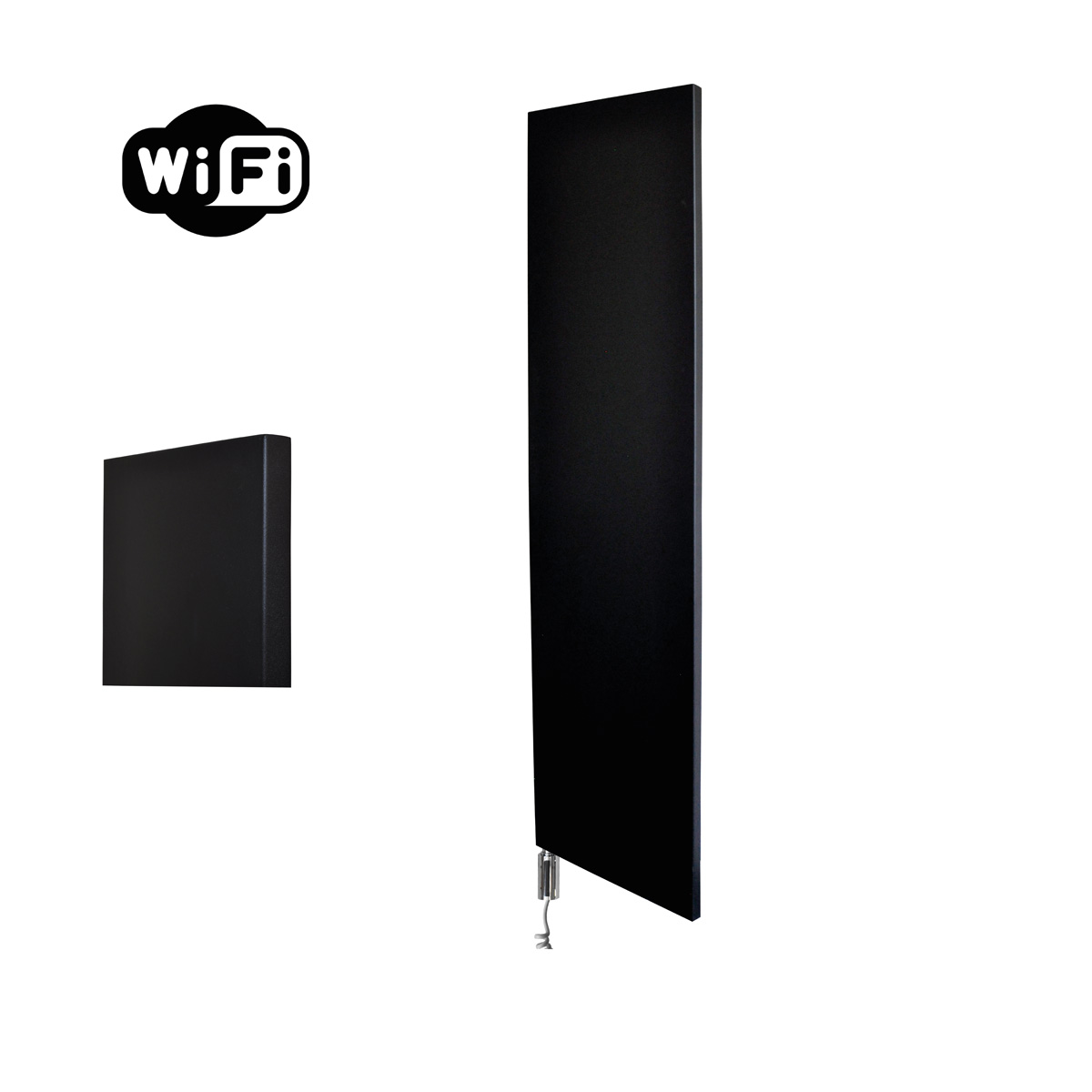 Sanicare Denso elektrische radiator 40x180cm zwart mat met WiFi en thermostaat links chroom