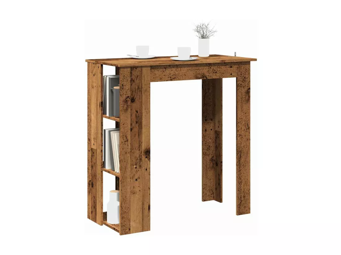 Table de bar avec étagère vieux bois bois d'ingénierie