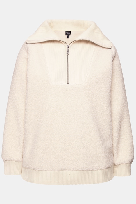 Troyer, Teddyfleece, Stehkragen, Zipper, Langarm