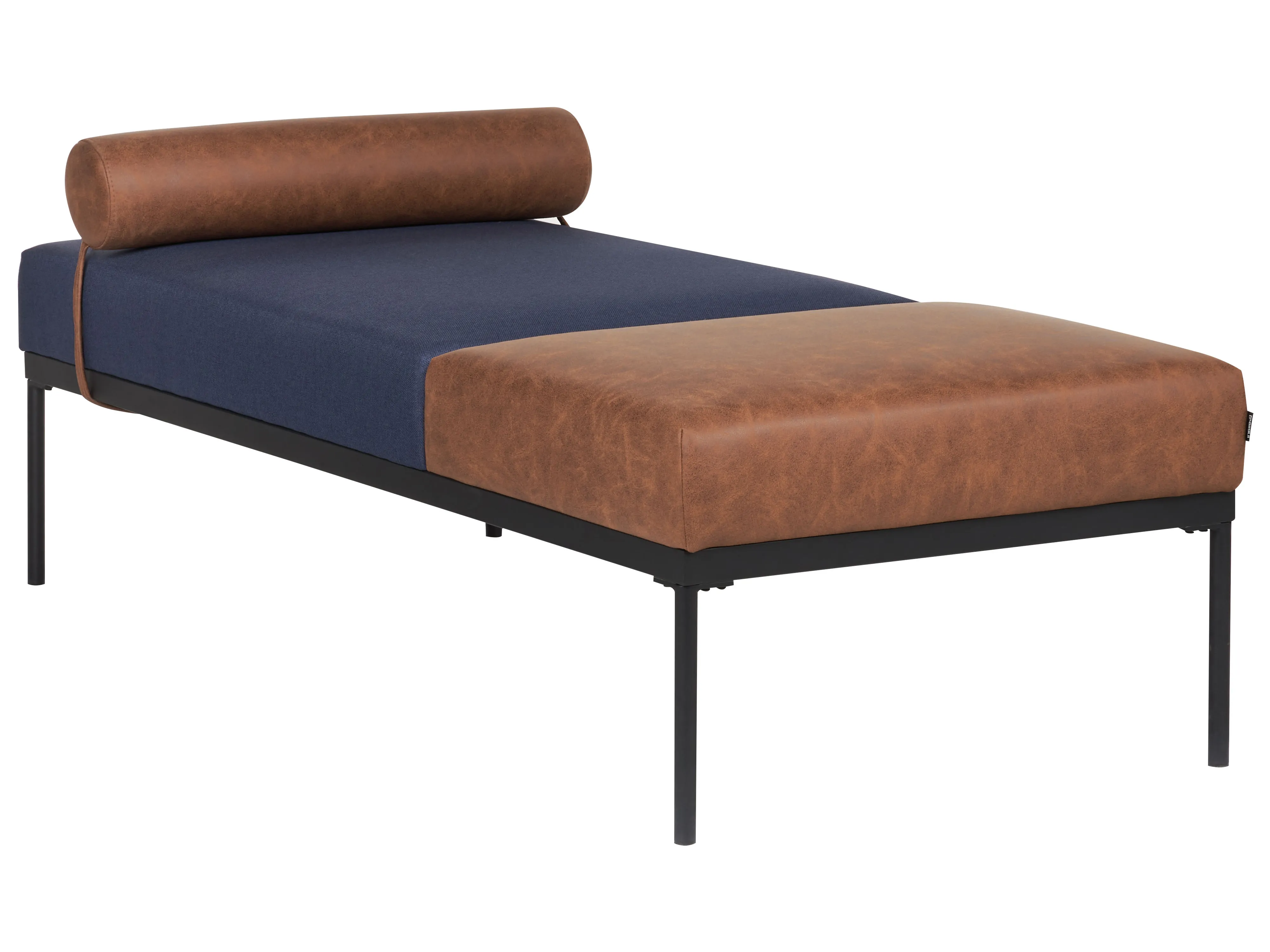 Chaise longue MALMOS Kunstlinnen Kunstleer Donkerblauw