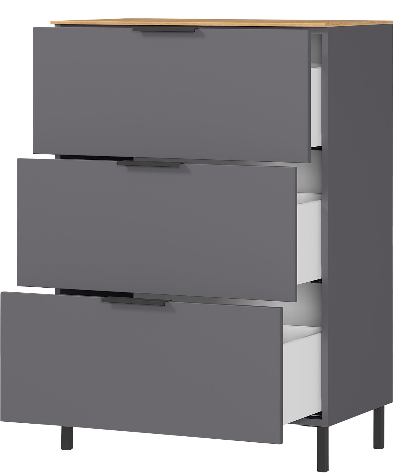 Kommode CALIFORNIA 68 x 98 cm Graphit/ Navarra-Eiche