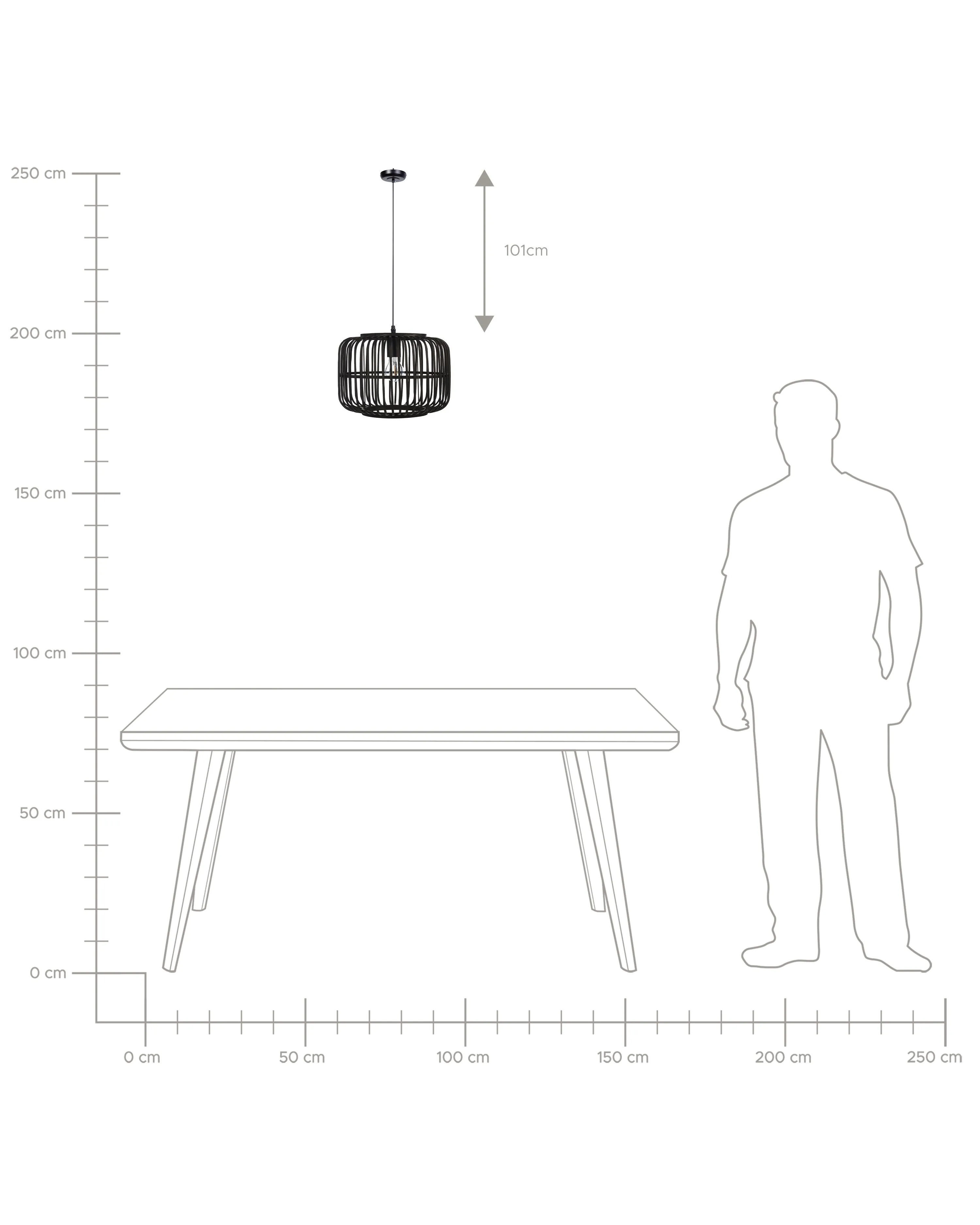 Hanglamp MACHEKE Bamboehout Zwart